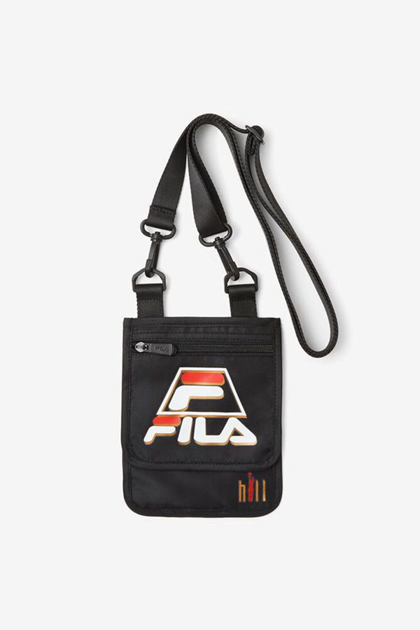 Fila Grant Hill Court Neck Pouch Bags - Black/White/Red,NZ 975-59170